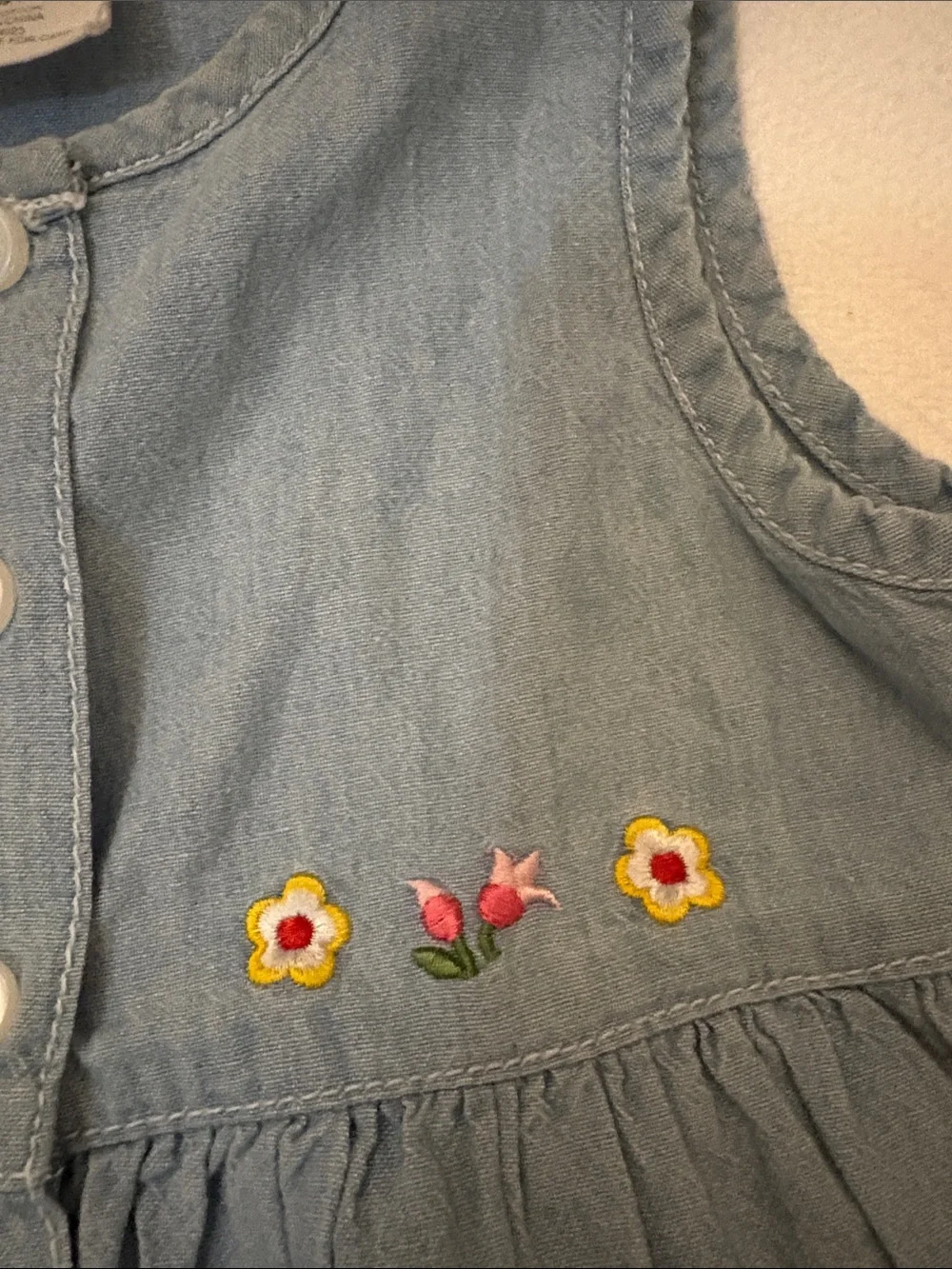 Vintage 1990’s Old Navy Dress and Bloomer Set with Floral Embroidery